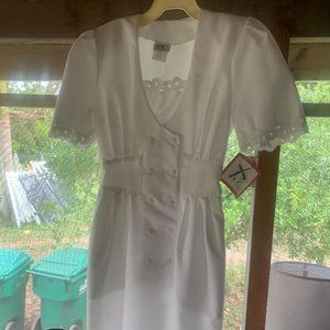 Vintage Action Line white nurse uniform dress